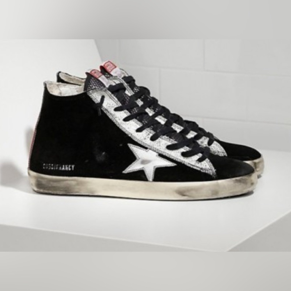 Golden Goose Black and Silver Star Sneakers